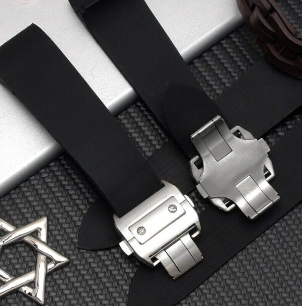 25mm Silicone Rubber Strap for Cartier Santos 100 W2020007 Watch