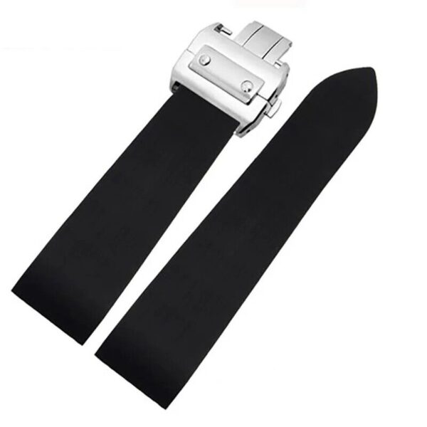 25mm Silicone Rubber Strap for Cartier Santos 100 W2020007 Watch