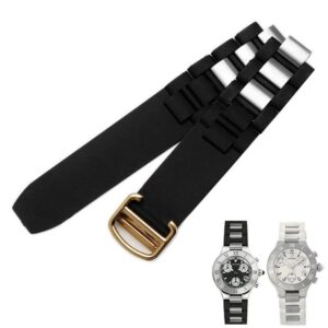 20x10mm Silicone Rubber Strap for Cartier 21 Chronoscaph Autoscaph Watch