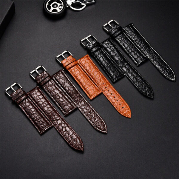 Custom Alligator Pattern Leather  Replacement Watch Bands Strap Width 16-24mm 3