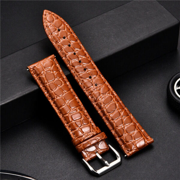 Custom Alligator Pattern Leather  Replacement Watch Bands Strap Width 16-24mm 3