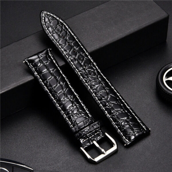 Custom Alligator Pattern Leather  Replacement Watch Bands Strap Width 16-24mm 3