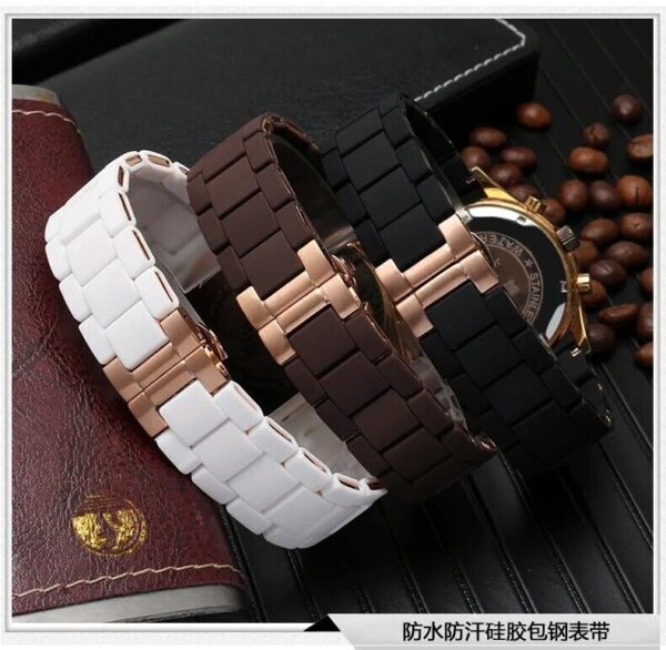 Stainless Steel & Rubber Watch Bracelet Strap for Armani AR5906 AR5905 AR5890