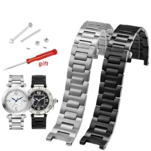 Stainless Steel Strap Bracelet fit for Cartier Pasha Series Watch Folding Buckle