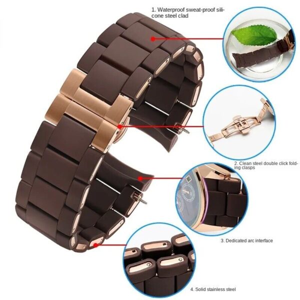 Stainless Steel & Rubber Watch Bracelet Strap for Armani AR5906 AR5905 AR5890