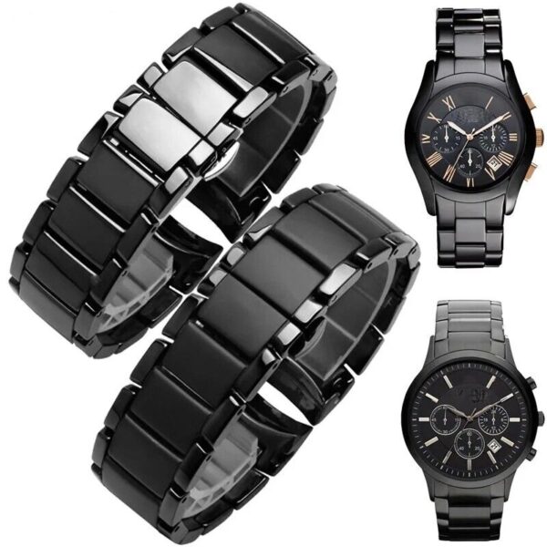 Ceramic & Stainless Steel Strap for Armani AR1451 AR1452 AR1400 AR1410 Watch