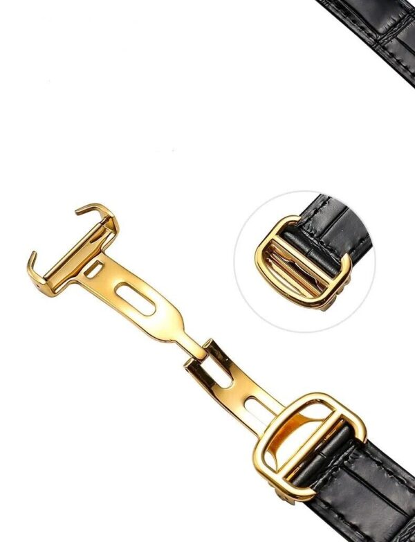 14-22mm Genuine Leather Strap fit for Cartier Ballon Bleu Watch Folding Buckle