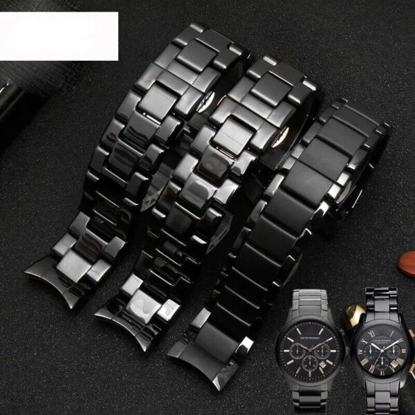 Ceramic & Stainless Steel Strap for Armani AR1451 AR1452 AR1400 AR1410 Watch