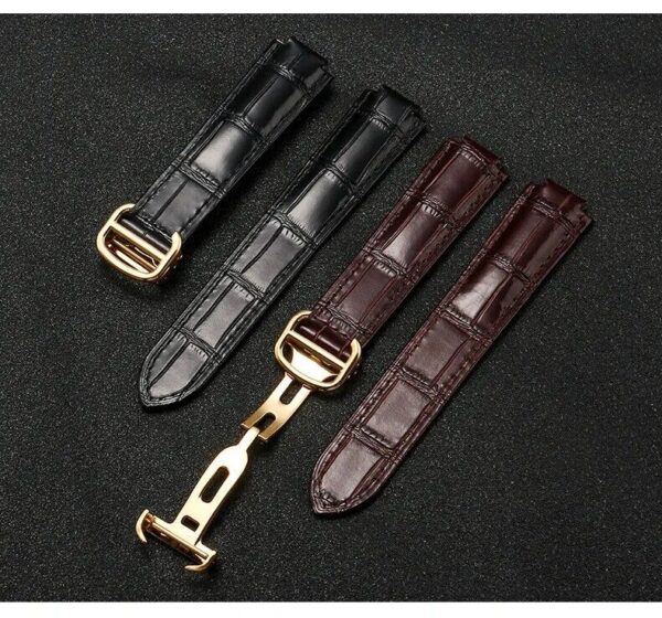 14-22mm Genuine Leather Strap fit for Cartier Ballon Bleu Watch Folding Buckle