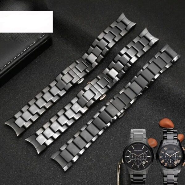 Ceramic & Stainless Steel Strap for Armani AR1451 AR1452 AR1400 AR1410 Watch