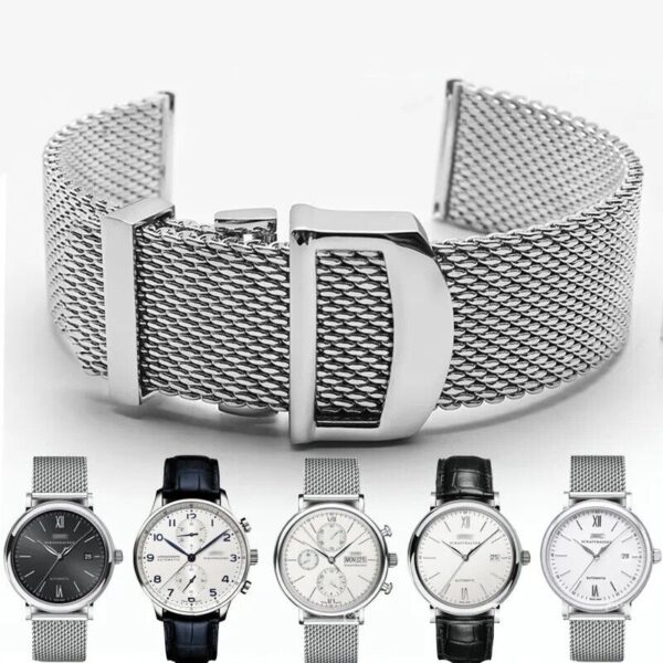 Stainless Steel Milanese Mesh Strap fit IWC Pilot/Portofino/Portugieser Watch