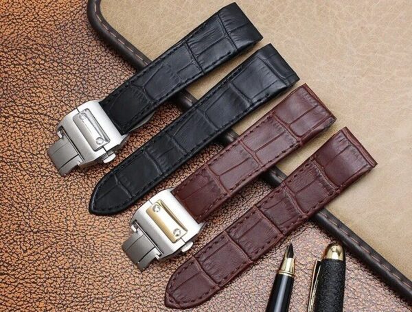 20/23mm Genuine Leather Strap for Cartier Santos 100 Watch Folding Buckle