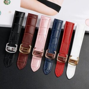 16/18/20mm Genuine Leather Strap for Cartier Tank Solo Watch Folding Buckle