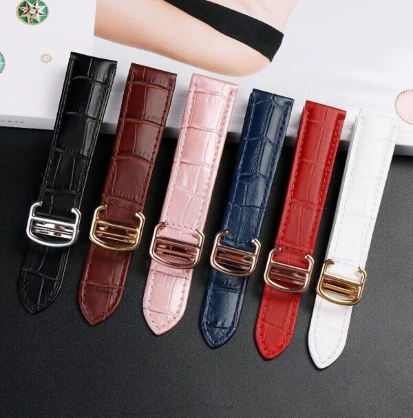 16/18/20mm Genuine Leather Strap for Cartier Tank Solo Watch Folding Buckle