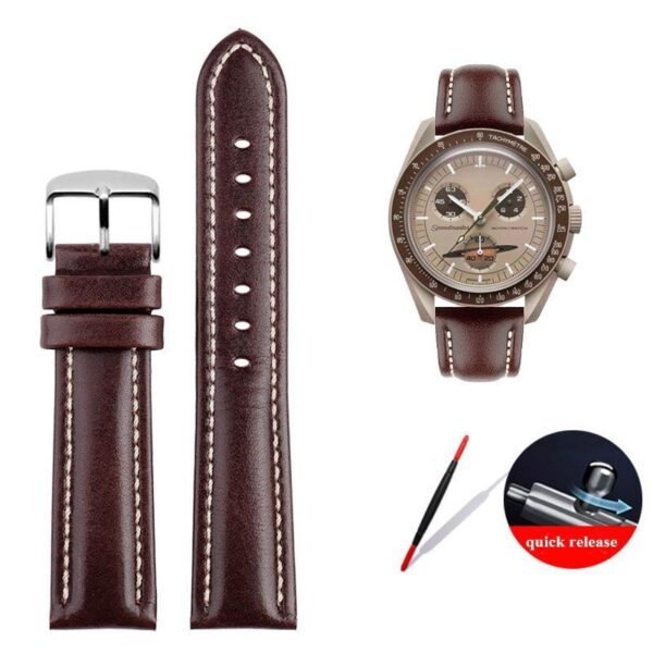 Leather Watch Strap for Omega x Swatch Speedmaster Moonswatch Watch Band 20mm