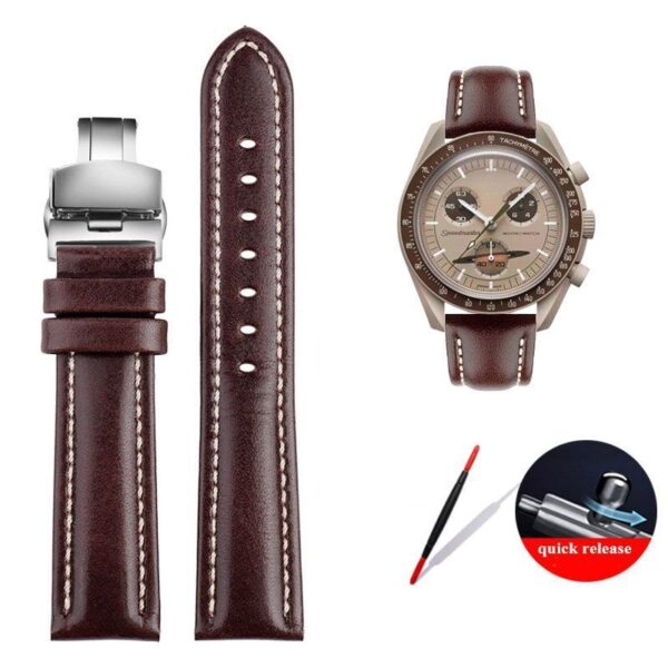 Leather Watch Strap for Omega x Swatch Speedmaster Moonswatch Watch Band 20mm