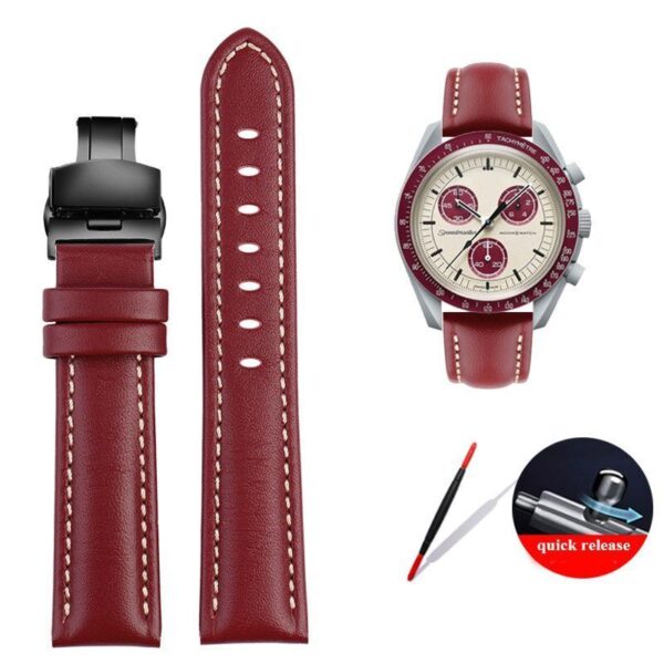 Leather Watch Strap for Omega x Swatch Speedmaster Moonswatch Watch Band 20mm