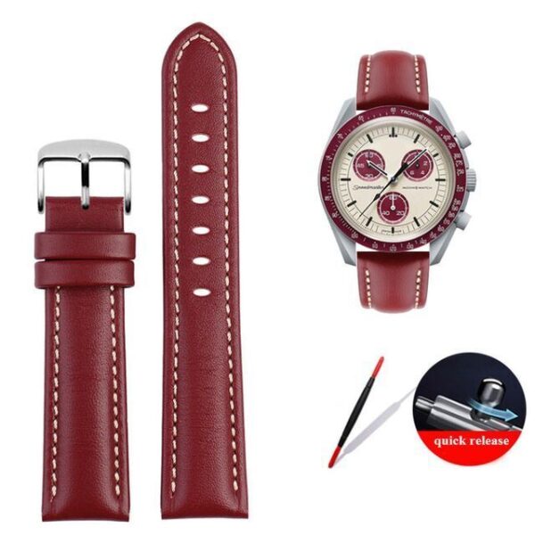 Leather Watch Strap for Omega x Swatch Speedmaster Moonswatch Watch Band 20mm