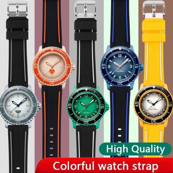 22mm Silicone Rubber Strap for Blancpain X Swatch/Fifty Fathoms Watch