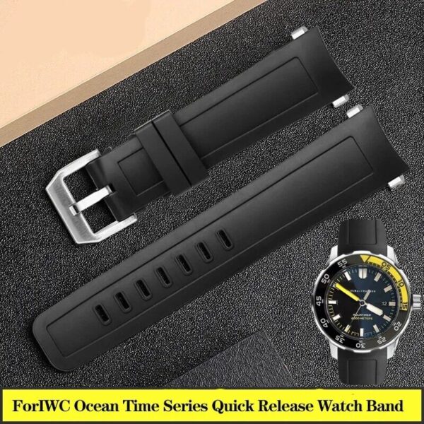 22mm Silicone Rubber Strap Band Fit for IWC Aquatimer Watch Quick-Release System