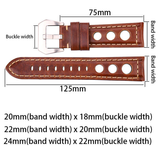 Genuine Oil Wax Cowhide Leather Men’s Watch Strap 20mm 22mm 24mm  Band