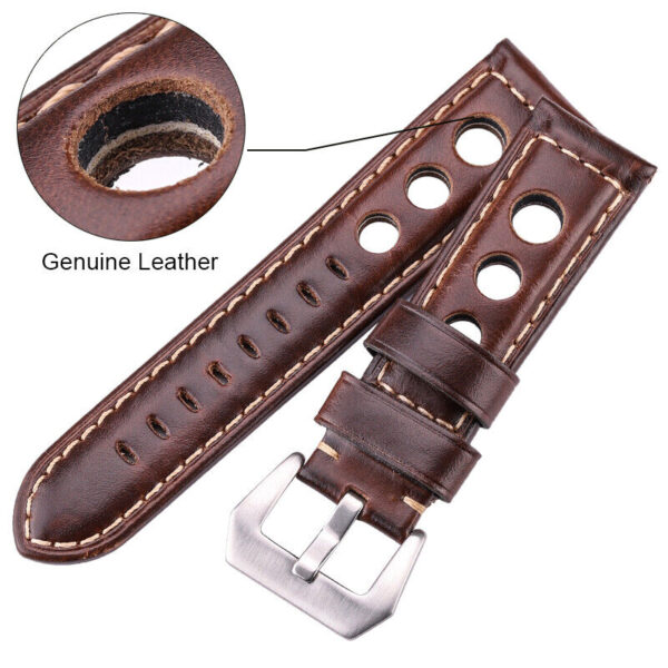 Genuine Oil Wax Cowhide Leather Men’s Watch Strap 20mm 22mm 24mm  Band