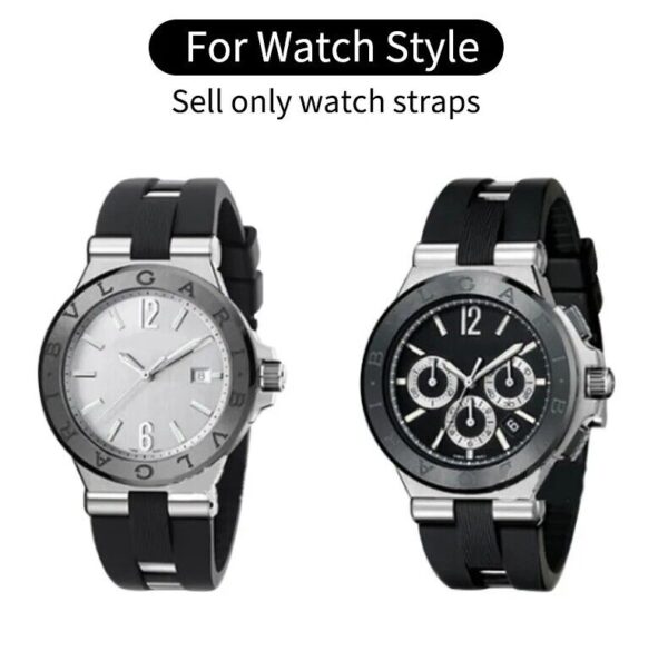 26x9mm Silicone Rubber Band Strap for Bvlgari Diagono Watch