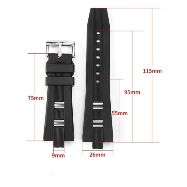 26x9mm Silicone Rubber Band Strap for Bvlgari Diagono Watch