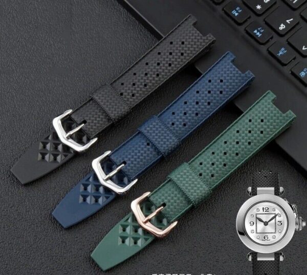 20/22mm Breathable Rubber Strap for Cartier Pasha Series Watch Band