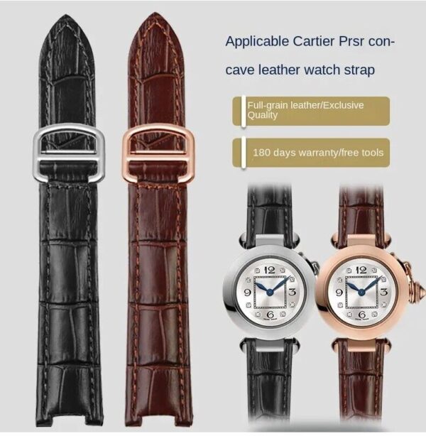 18-21mm Genuine Leather Strap for Cartier Pasha Series Watch Folding Buckle