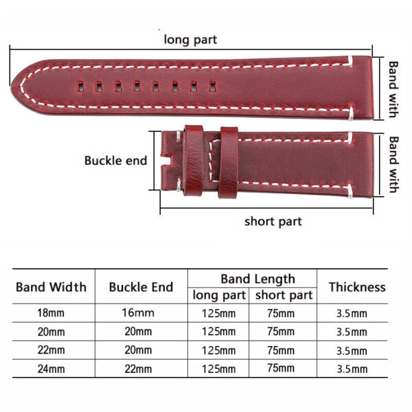 Genuine Cowhide Leather Men’s Watch Strap 18mm 20mm 22mm 24mm  Band