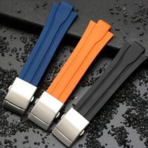 24x11mm Silicone Rubber Band Strap fit for Oris Aquis Diver Watch Folding Buckle