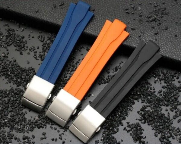 24x11mm Silicone Rubber Band Strap fit for Oris Aquis Diver Watch Folding Buckle