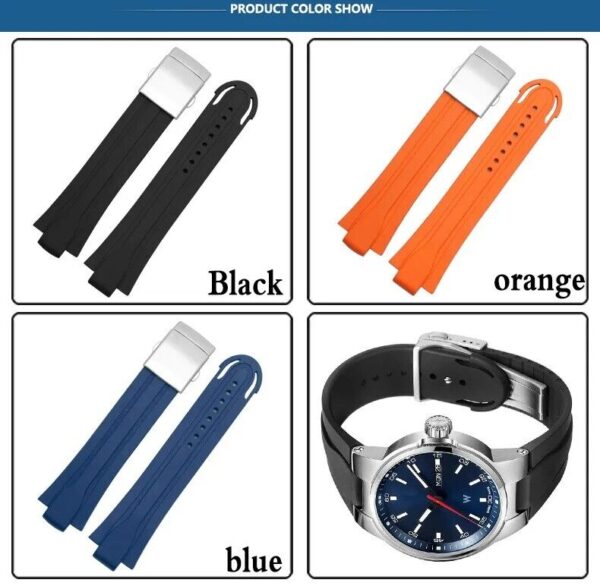 24x11mm Silicone Rubber Band Strap fit for Oris Aquis Diver Watch Folding Buckle