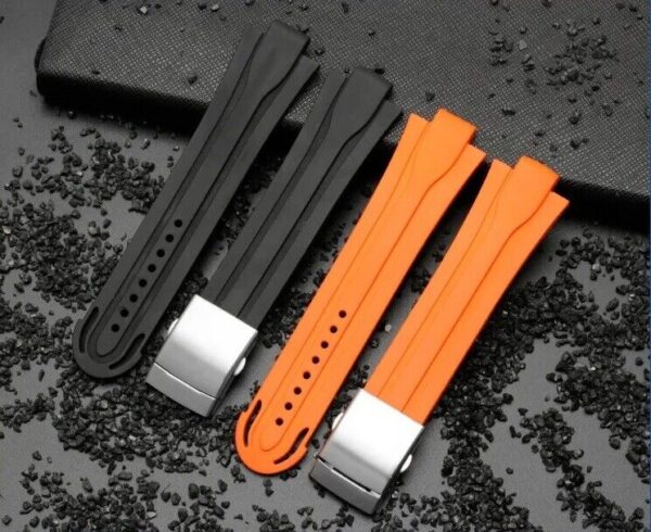 24x11mm Silicone Rubber Band Strap fit for Oris Aquis Diver Watch Folding Buckle