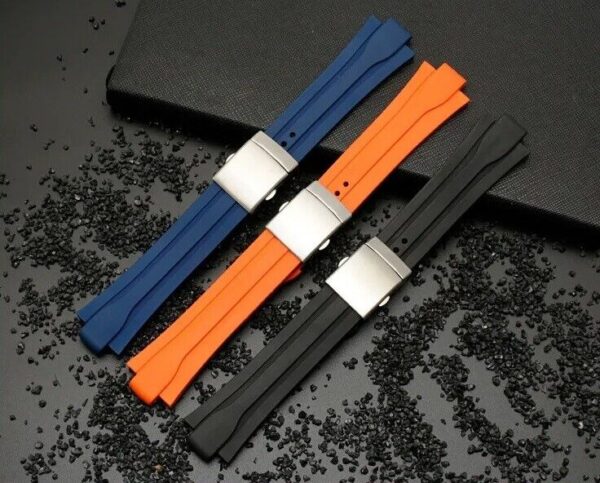 24x11mm Silicone Rubber Band Strap fit for Oris Aquis Diver Watch Folding Buckle