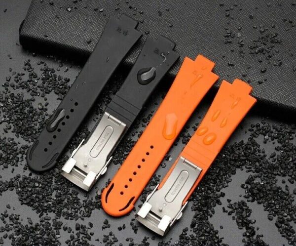 24x11mm Silicone Rubber Band Strap fit for Oris Aquis Diver Watch Folding Buckle