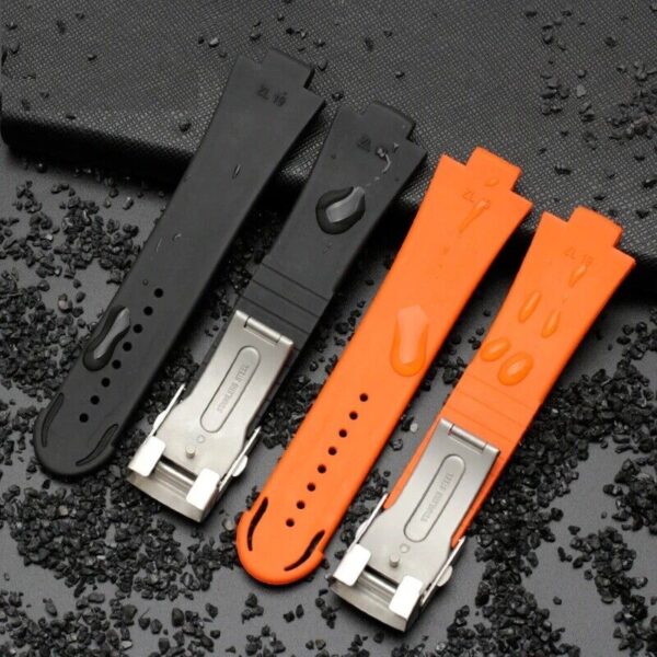 24x11mm Silicone Rubber Band Strap fit for Oris Aquis Diver Watch Folding Buckle