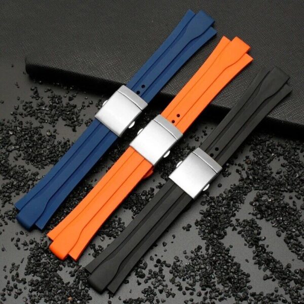 24x11mm Silicone Rubber Band Strap fit for Oris Aquis Diver Watch Folding Buckle