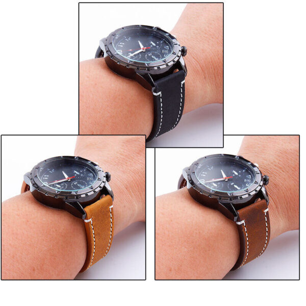 Genuine Retro Calf Leather Men’s Watch Strap 18mm 20mm 22mm 24mm Band