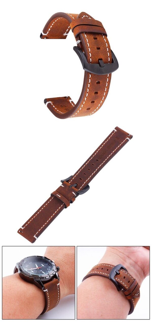 Genuine Retro Calf Leather Men’s Watch Strap 18mm 20mm 22mm 24mm Band