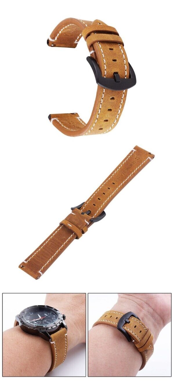 Genuine Retro Calf Leather Men’s Watch Strap 18mm 20mm 22mm 24mm Band