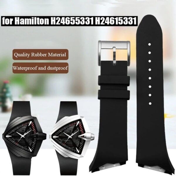 25mm Silicone Rubber Watch Band Strap Fit Hamilton Ventura H24655331 H24615331