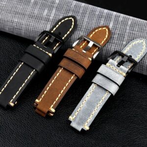 Genuine Retro Calf Leather Men’s Watch Strap 18mm 20mm 22mm 24mm Band