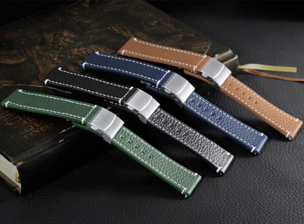 Genuine Cowhide Leather Men’s Watch Strap 18mm 20mm 22mm 24mm Quick Release Band