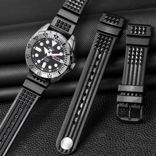 20/22mm Silicone Rubber Strap Fit Seiko 5 SRP601J1 Diver Watch