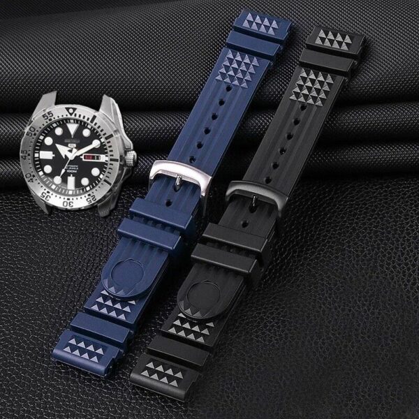 20/22mm Silicone Rubber Strap Fit Seiko 5 SRP601J1 Diver Watch